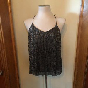 “Express” Black, Silver and Gold Metallic Camisole, NWT